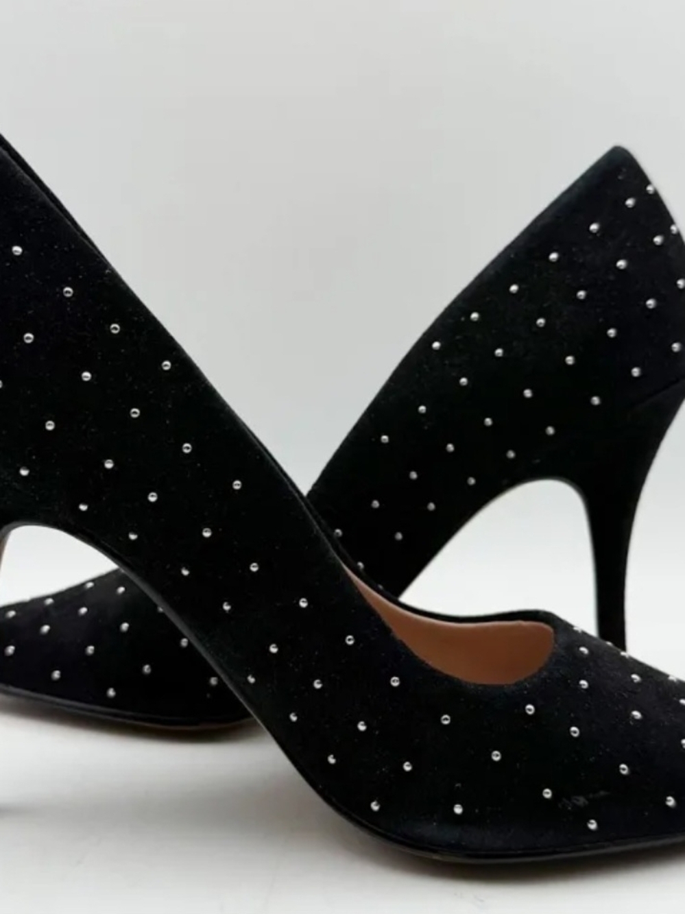 Paolo Black Crystal-Studded High Heel Pumps